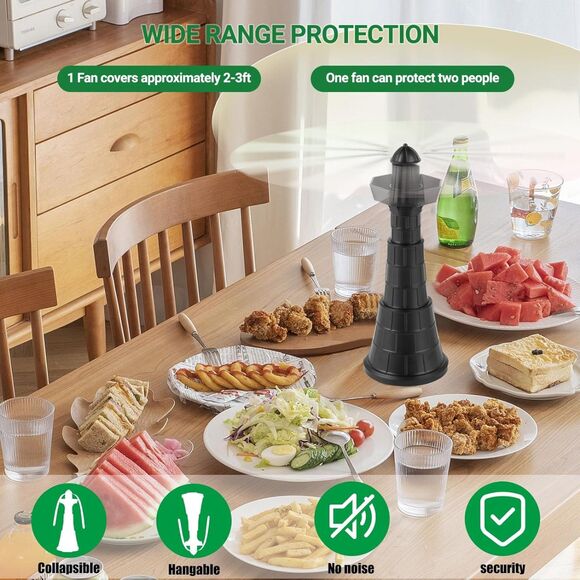 Fly Fans for Tables 3pcs,Outdoor Table Top Fly Fan Height adjustable - Picture 6 of 6